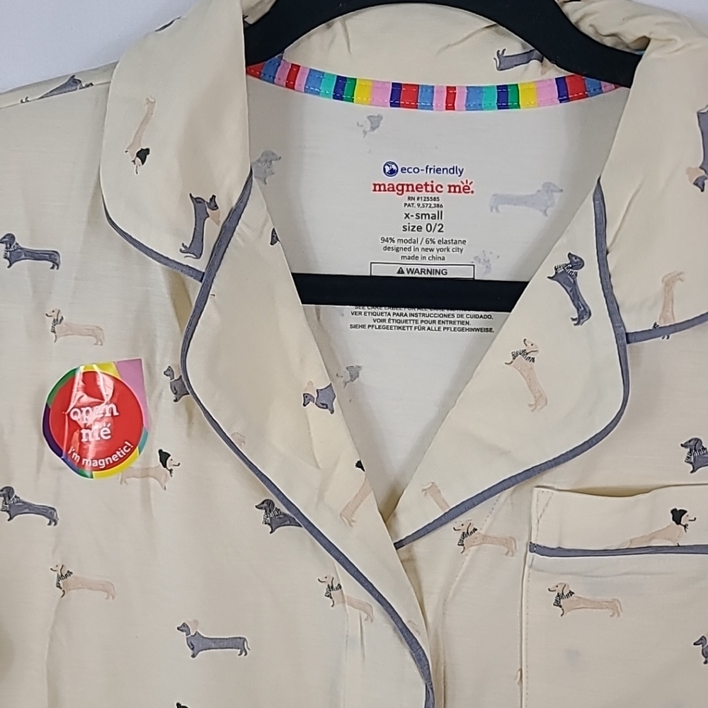 NWOT Magnetic Me Women Modal Beenie Von Weinie Cream Top Bottom Pajamas Sz XS - Picture 3 of 11